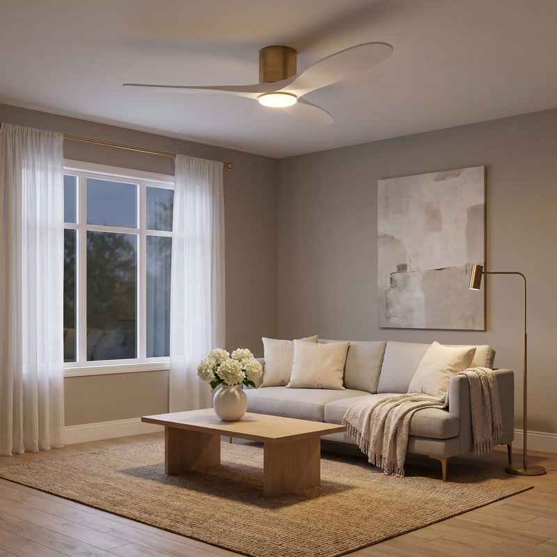 Ventilateur de plafond intelligent Smart Hugger, 52 po de largeur, Bronze brillant, Blanc mat
