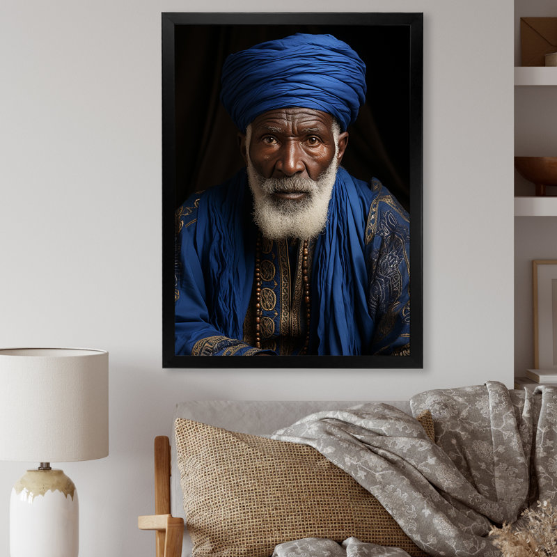 Portrait arabe berbère dans l'atlas I, H 32 po x l 16 po x P 1 po, Cadre simple noir