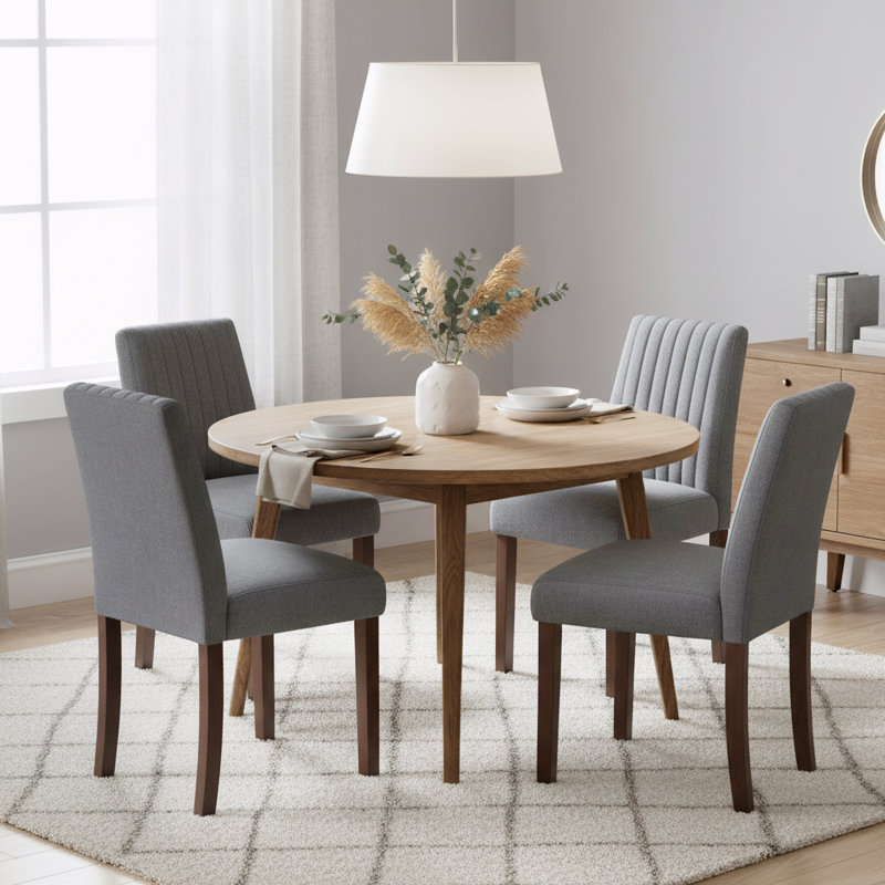 48cm H Fabric Upholstered Upholstered Back Side Chair, Dark Grey