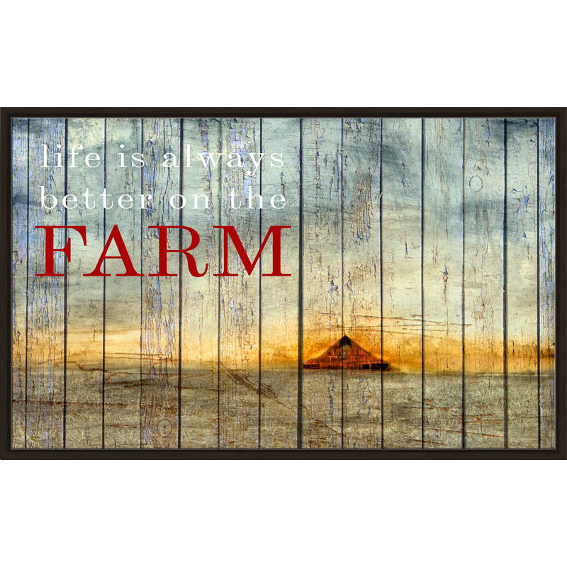 " On The Farm I " by Ynon Mabat, 21.5" H x 33.5" W x 2" D, Espresso Floater Frame