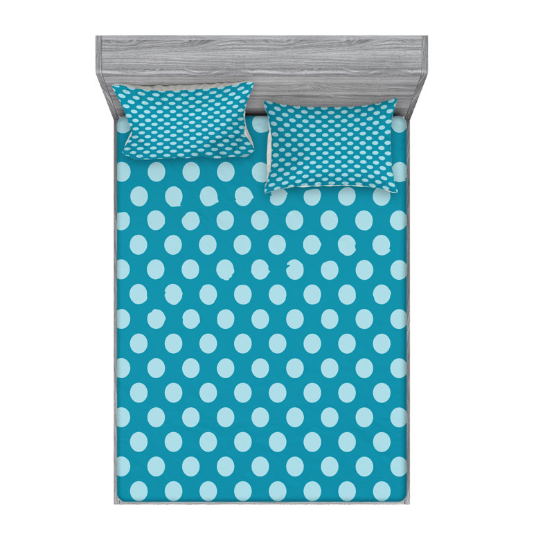 Microfiber Polka Dots Sheet Set, Queen Sheet Set with Fitted Sheet
