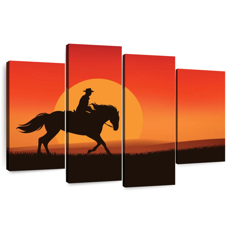 Silhouette de cowboy Lelar Sunset, H 22 po x l 36 po