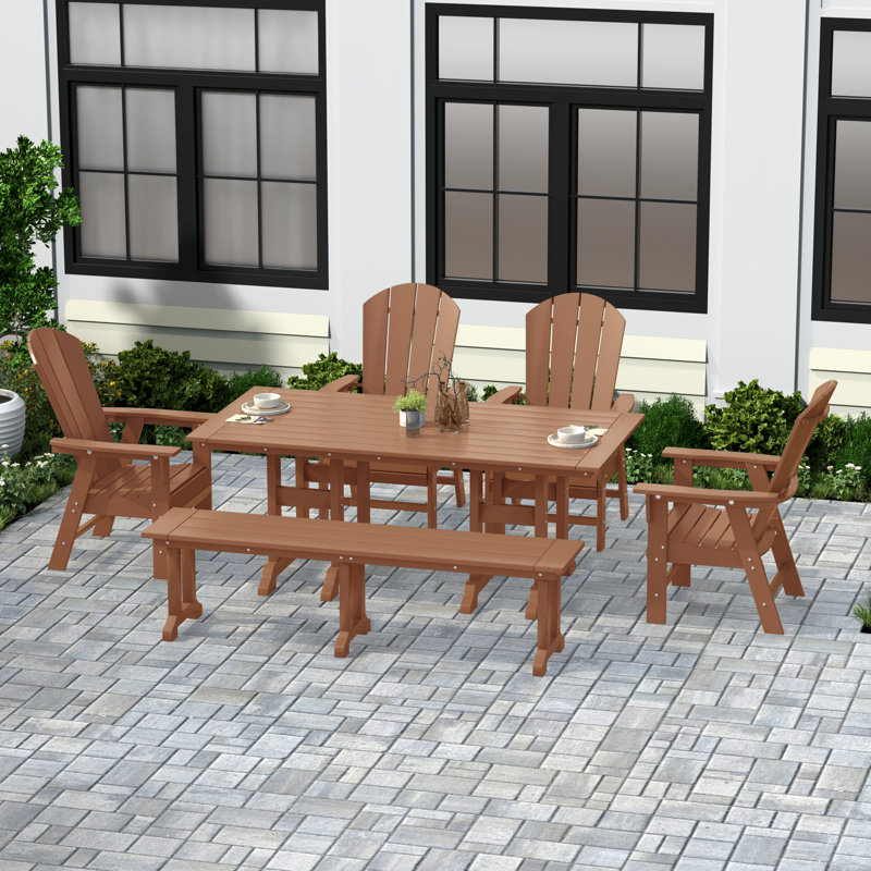 Laguna 6 - Person Patio Dining Set with Rectangular Table, Beige