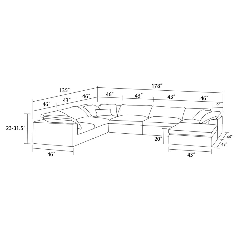 Adelinda Upholstered U-Shaped Sectional Symmetrical
