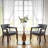 Wexford Collection Mid-Century Modern Upholstered Fabric Dining Chair, Wood Accent Chair with Arms and Casters for Dining Room, Vanity or Office, Velvet-Look Black Dining Chair-85578767-96287615