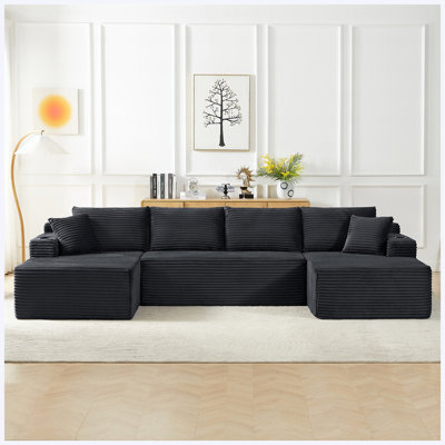 Chenille U-Shaped Sectional Sofa Set,Minimalist Style Modular Sectional Sofa, Luxury Chenille Fabric Cloud Couch for ...