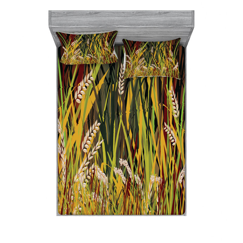 Microfiber Floral Sheet Set, Queen Sheet Set with Fitted Sheet