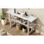Console gris délavé avec finition élégante en marbre et espace de rangement en marbre-91261433
