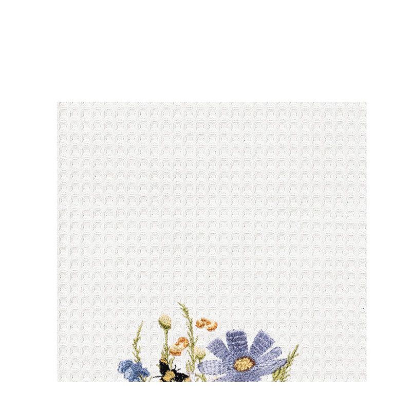 Abeille à miel et fleurs florales bleues