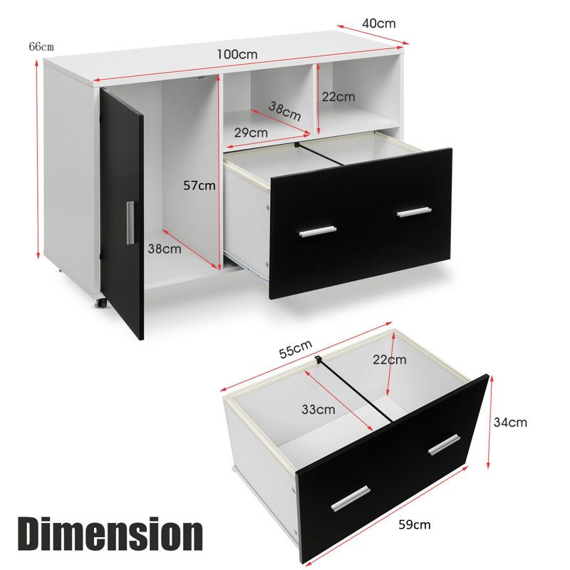 100cm Wide 1 -Drawer Mobile File Cabinet