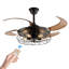 Ventilateur de plafond moderne noir avec lumière, vitesse réglable pour le salon, la chambre à coucher, la salle à manger (silencieux / 6 vitesses / réversible / moteur à courant continu) (ampoule non incluse)