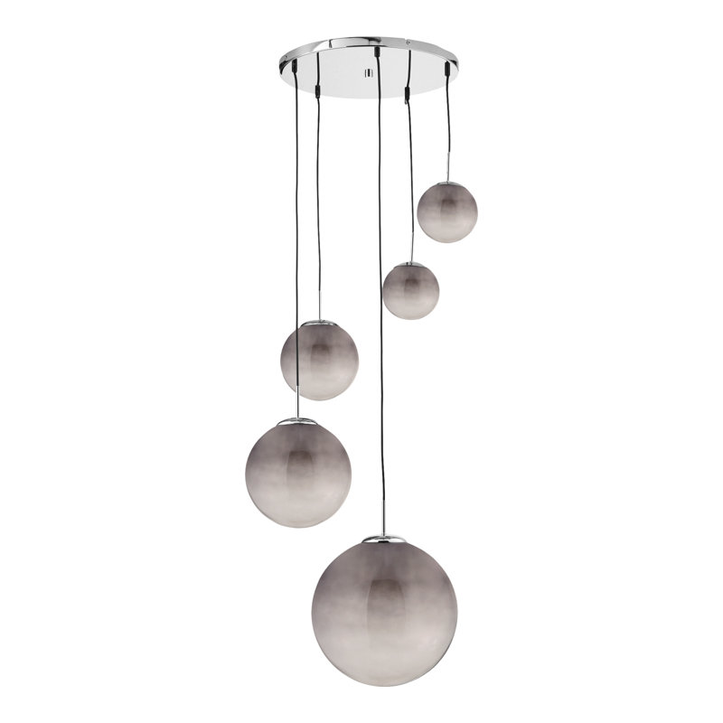 Aveneil 5 - Light Matt Brushed Nickel Cluster Pendant