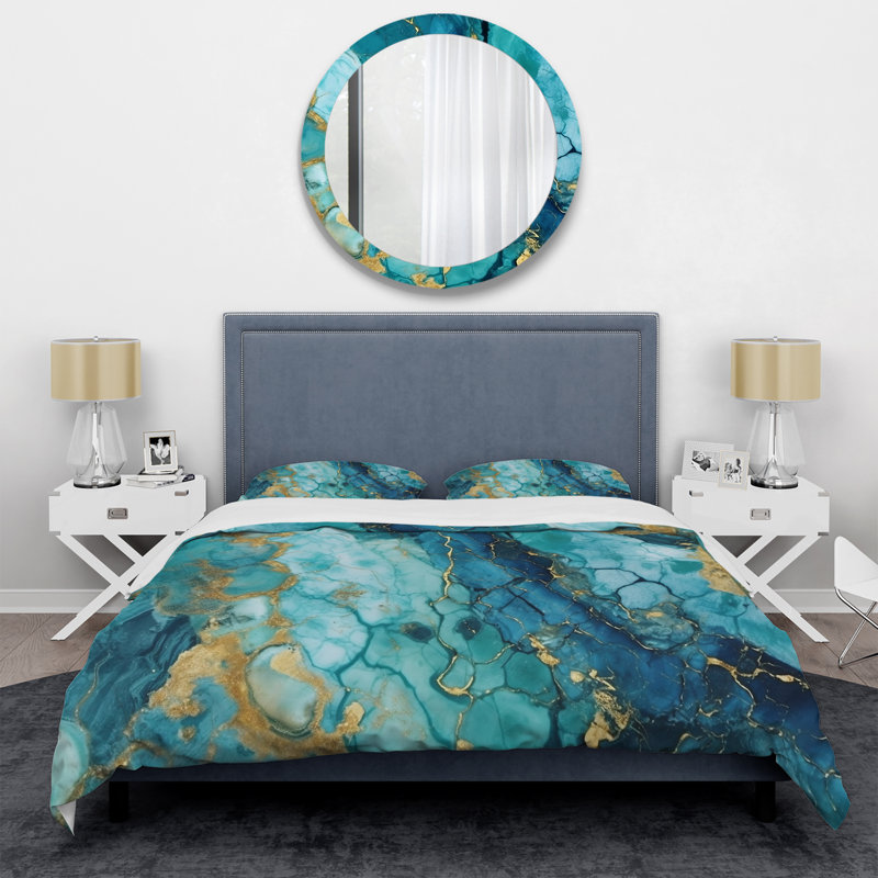 Ensemble de housse de couette abstrait turquoise, Housse de couette très grand et 2 très grandes t