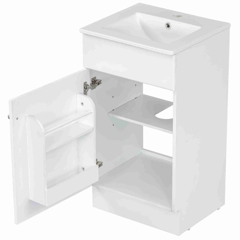 Meuble-lavabo 18 po avec lavabo, Blanc, Argent argent