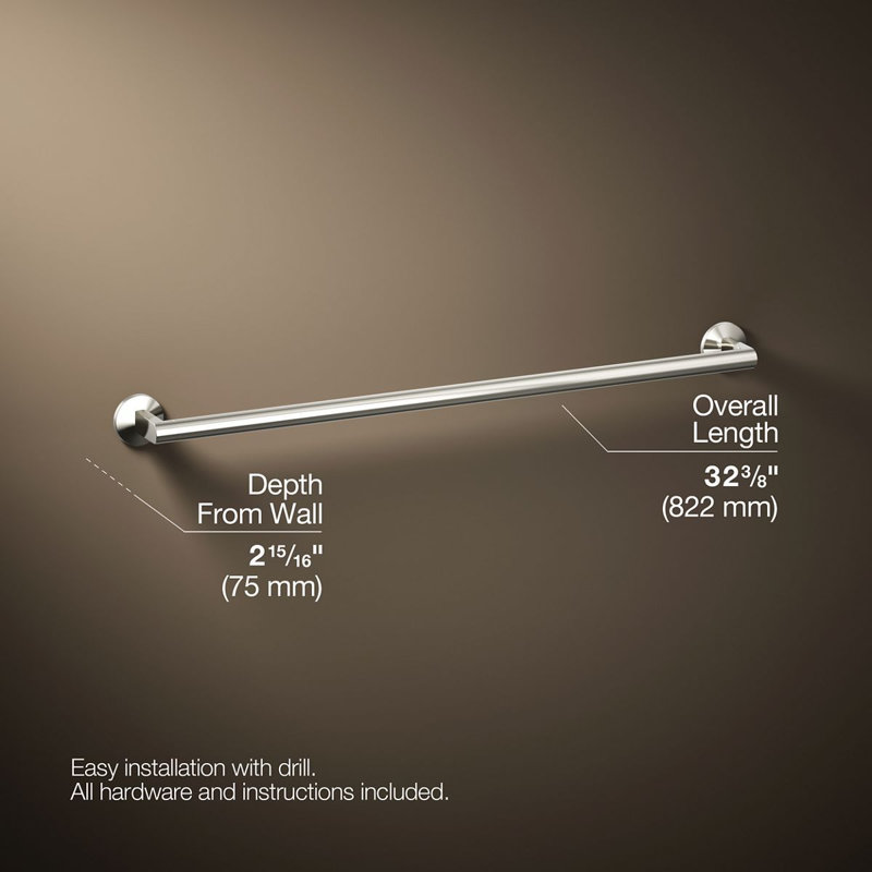 Components Towel Bar, Vibrant Polished Nickel, 30"W