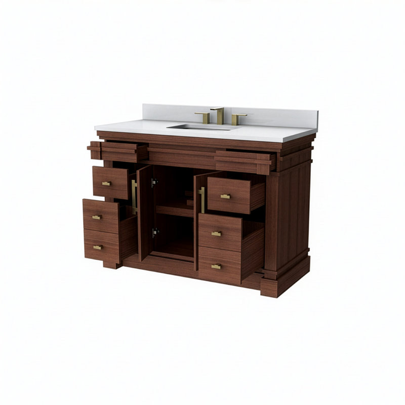 FLW Harmony 36 Wood Sink Vanity, Walnut, 48