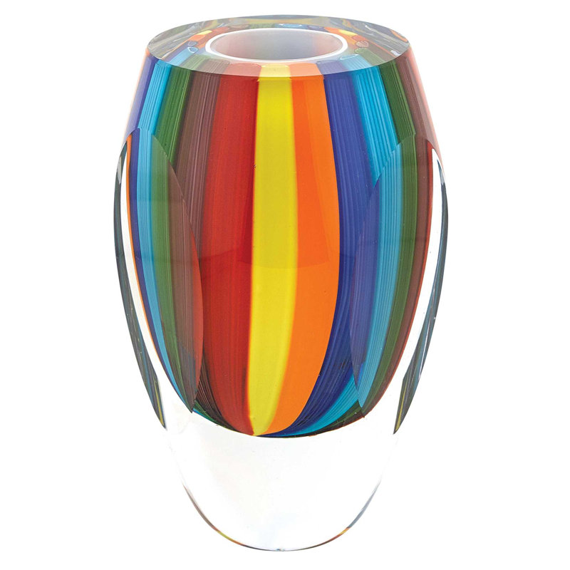 Vase de table en verre à l’intérieur/extérieur 6 po multicolore Nazifa