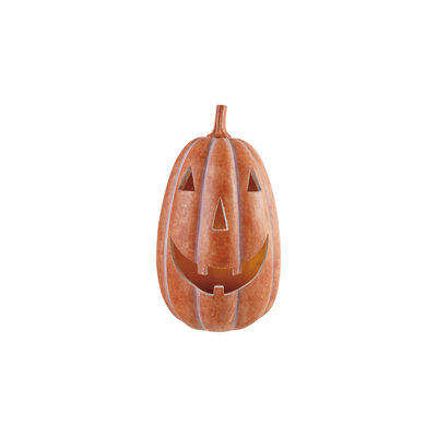 Resin Jack-O-Lantern With Cut-Outs And LED Light