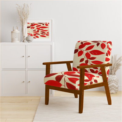 Chaise rembourrée Abstract Botanicals - Fauteuil Gentle Breeze I à feuilles rouges et blanches