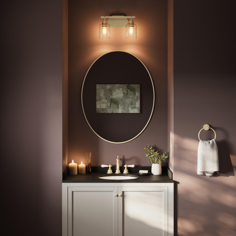 Ensemble de meuble-lavabo à deux lumières Reines, Or brossé, 2 Lights