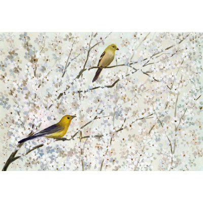 Blossoms Birds 2 1 Piece Wrapped Canvas Wall Art