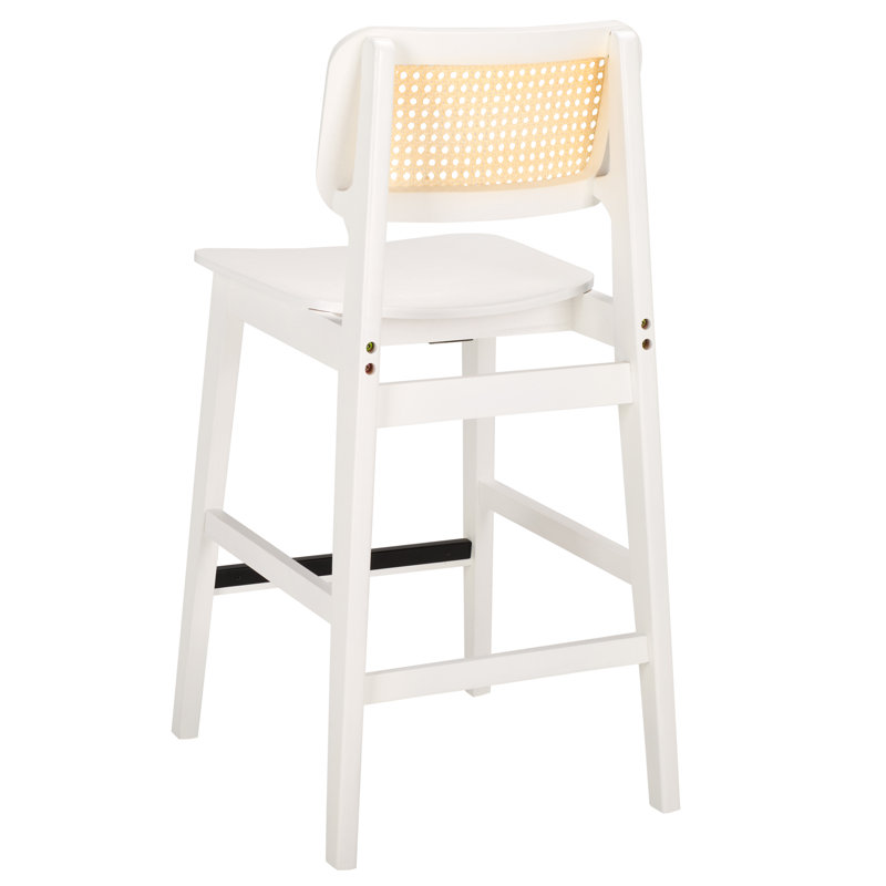 Luz Cane Counter Stool, White/Natural