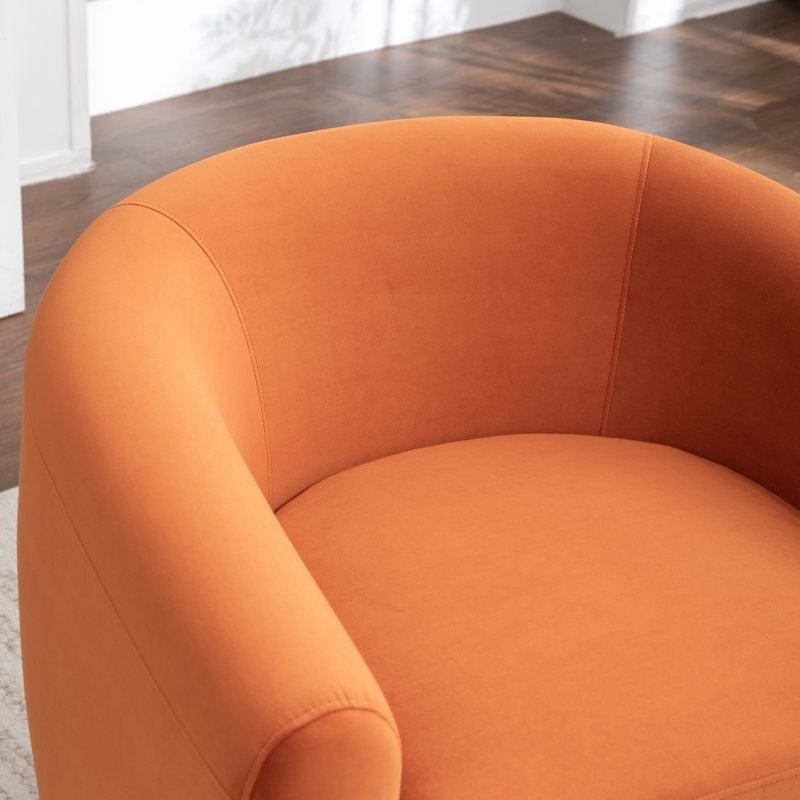 Fauteuil demi-tonneau pivotant de 33,5 po Odey, Velours orange