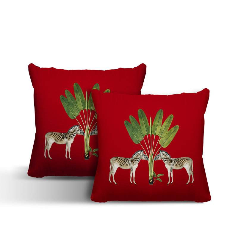 Housse et insert de coussin carré intérieur / extérieur , L 17 po x H 17 po, Rouge
