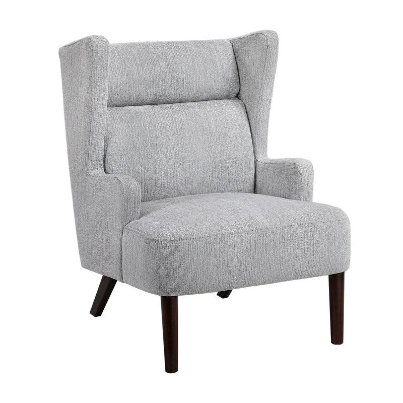 Fauteuil à oreilles contemporain gris, revêtement en chenille, structure décorative, structure en contreplaqué, Gris