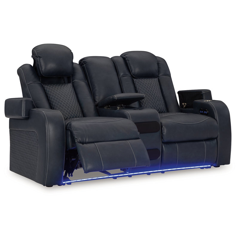 Canapé, causeuse et fauteuil inclinable électrique Fyne-Dyme, Bleu
