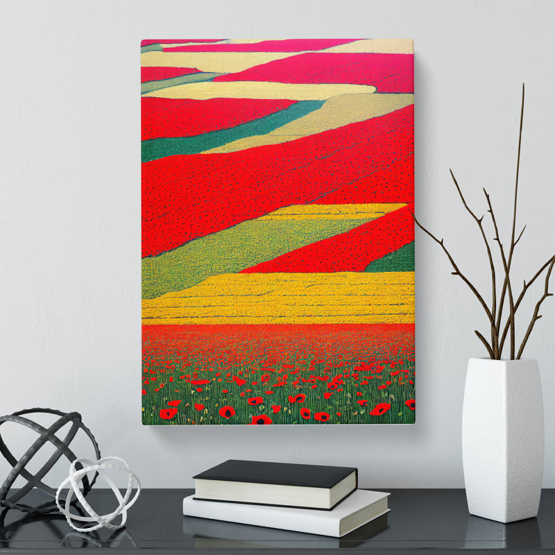 Jemeisha Poppy Field Landscape - Wrapped Canvas, 76cm H x 50cm W x 3cm D