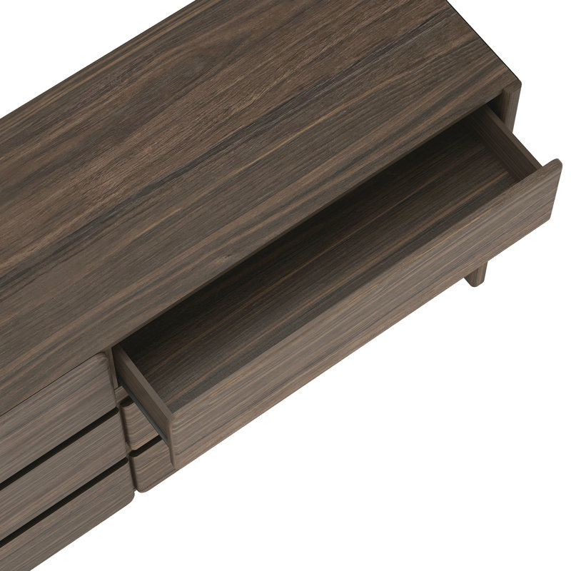 Commode 72 "en noyer brun Linda (6 tiroirs), Walnut Brown
