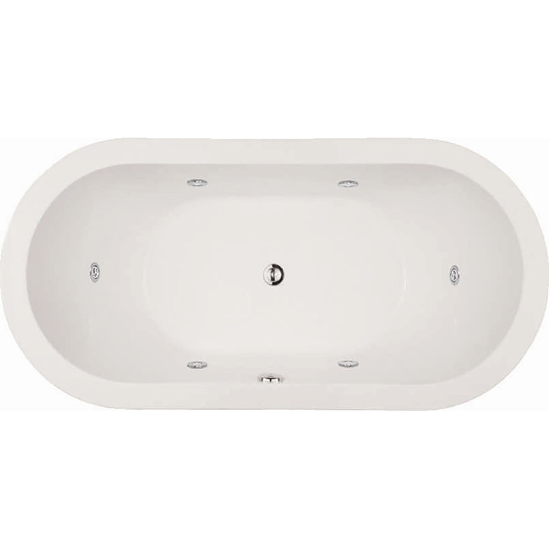 Elle 72'' L Whirlpool Bathtub, Bone, Polished Chrome