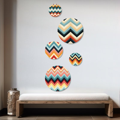 Châtaigne - ensemble d'art mural rond à chevrons glam 5 pièces