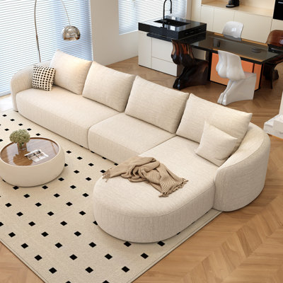 Boneless 138.6" Modular Sectional Couches Luxury Modern Curved Back Sofa,Minimalist Comfy L-Shape Boneless Cloud Couch for Living Room Apartment,(Right Facing Chaise,Black)