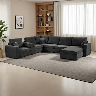 5‑Seat Modular Sectional Sofa Couch, 134" U‑Shape Couch