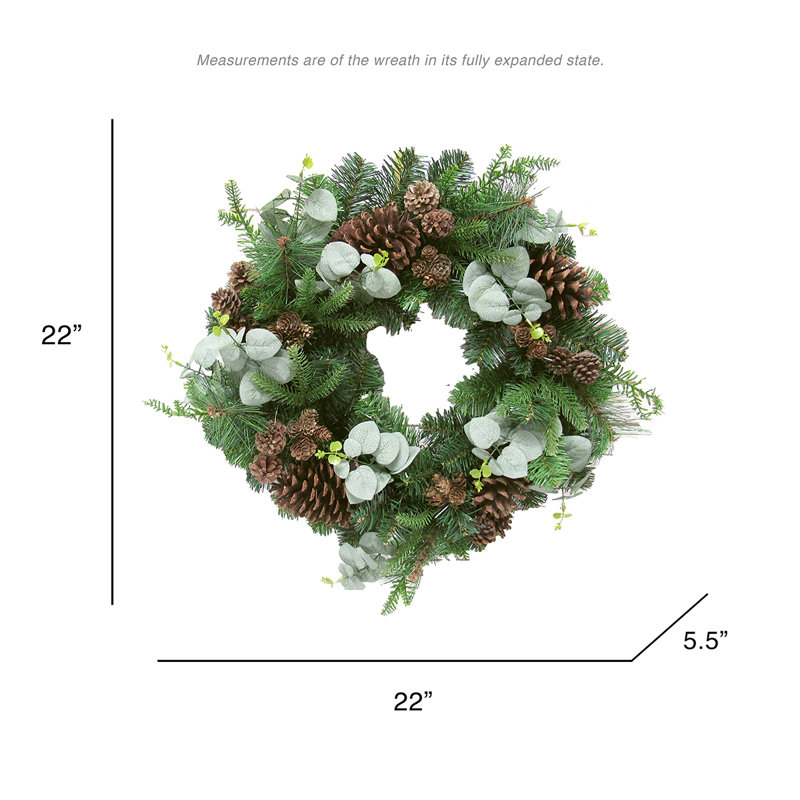 Holiday 22" Mixed Pine Eucalyptus Wreath