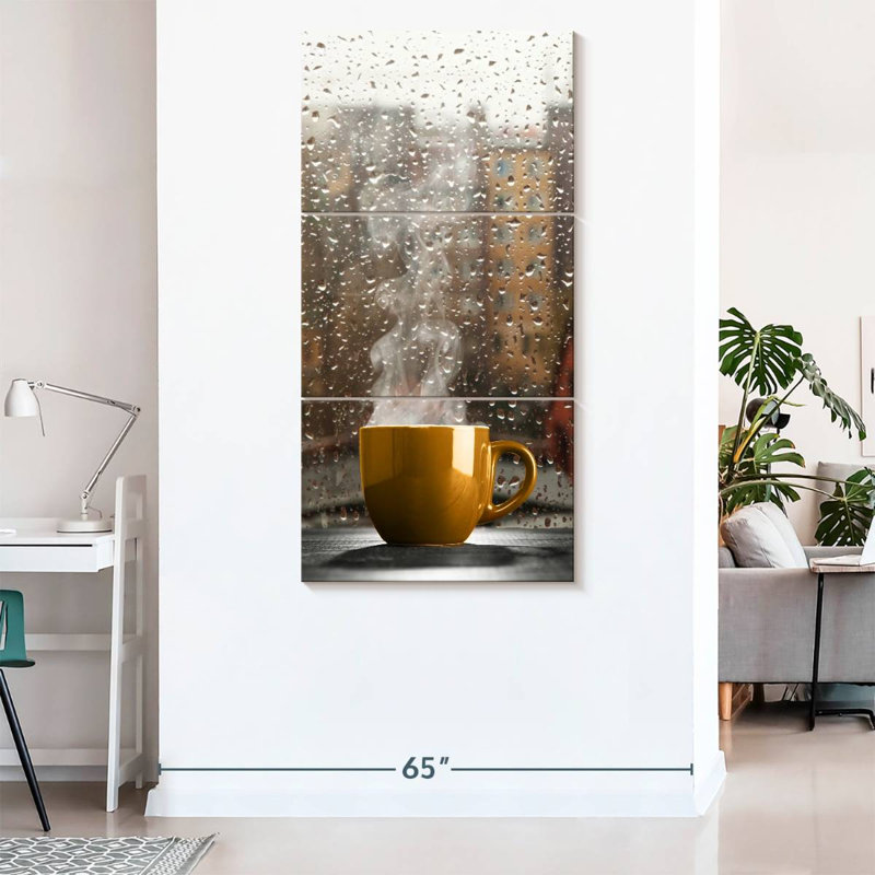 «Morning Cup Of Coffee On Canvas», ensemble de 3 pièces, H 80 po x l 39 po x P 1,25 po