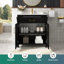 Ensemble de meuble-lavabo autoportant en chêne noir avec plateau en composite Arvie