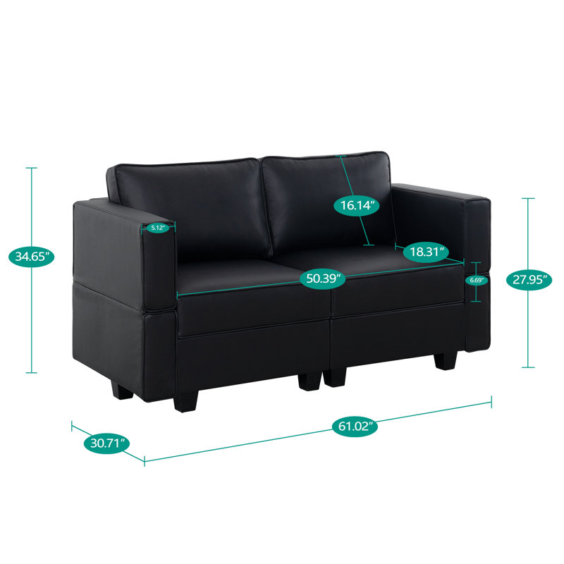 Causeuse modulaire avec sièges de rangement Giavonni, Similicuir noir