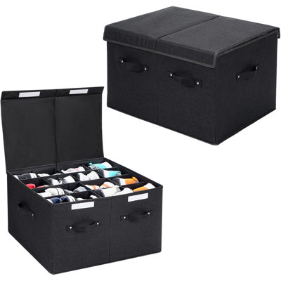 2-pack Stackable Shoe Storage Boxes Black