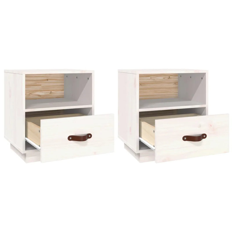 Union Rustic Bedside Cabinets 2 Pcs 40X34x45 Cm Solid Wood Pine, White, 2