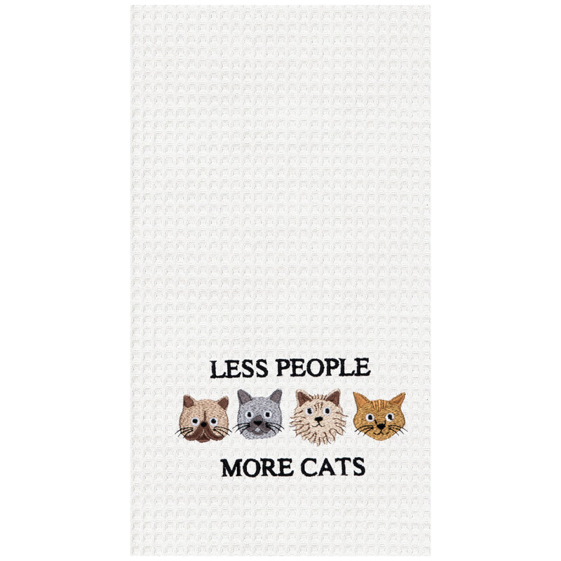 Less People More Cats Kitchen and Bathroom Embroidered Hand Towel