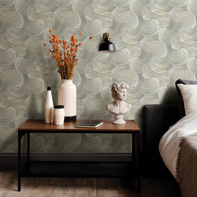 Karson Swirling 10.06m x 52.07cm Textured Paste the Wall Wallpaper Roll, Grey