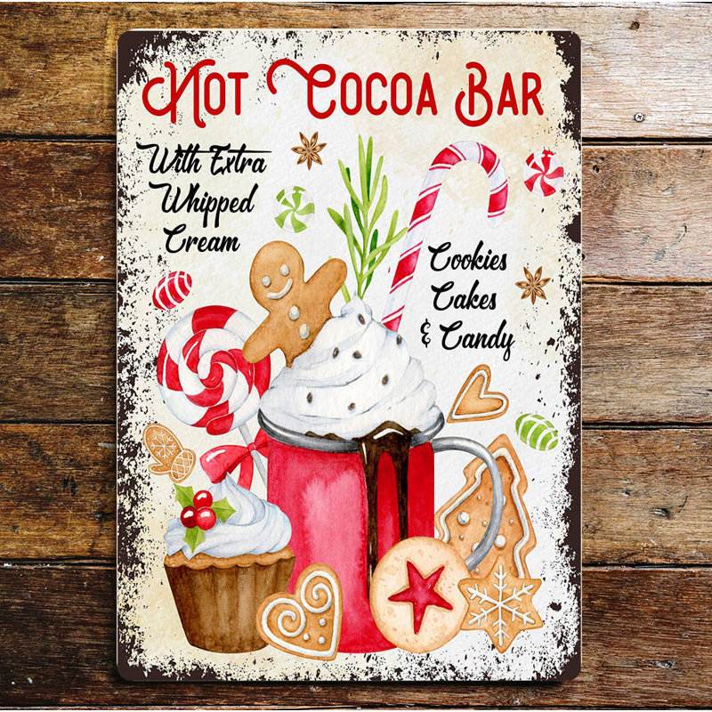 Christmas Hot Cocoa Bar - No Frame Print on Metal, 60cm H x 40cm W