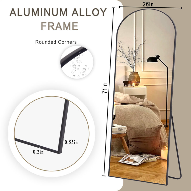 Miroir pleine longueur Jablon , Noir, 71 po x 27 po