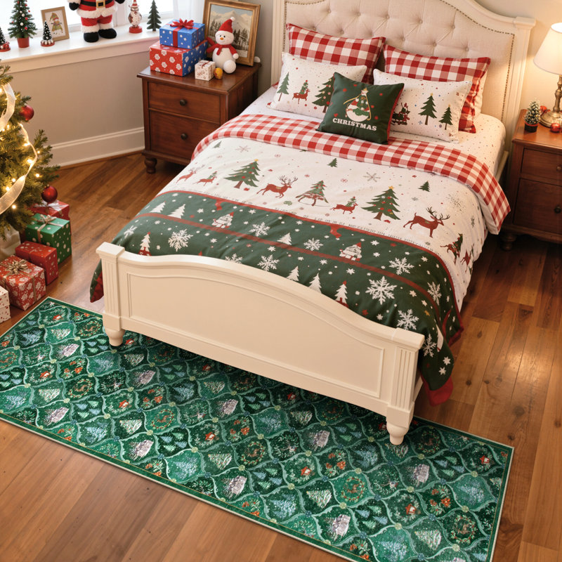 Christmas Non-Slip Christmas Rug, Tapis de couloir 2 pi x 8 pi