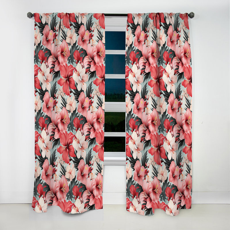 Hibiscus Romance - motif tropical IV - Rideau floral - Rideau occultant floral - 1 panneau, L 52 po x L 108 po