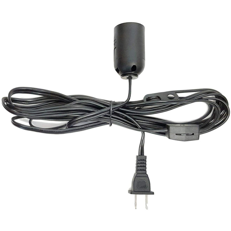 12ft E27 Pendant Light Socket with Extension Cord Black