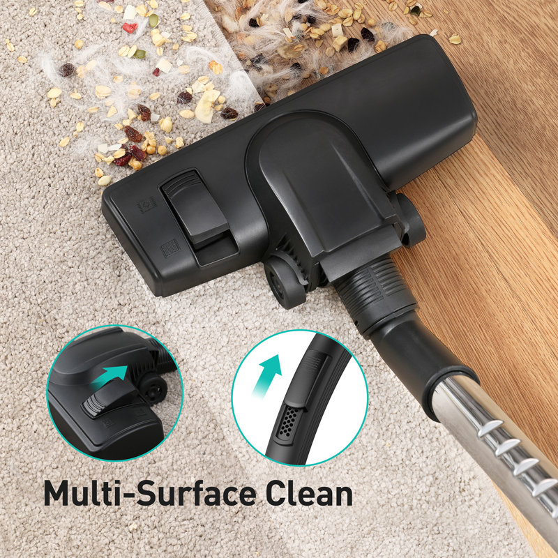Canister Vacuum Cleaner, 24Kpa Bagless Vacuum Cleaners, Black